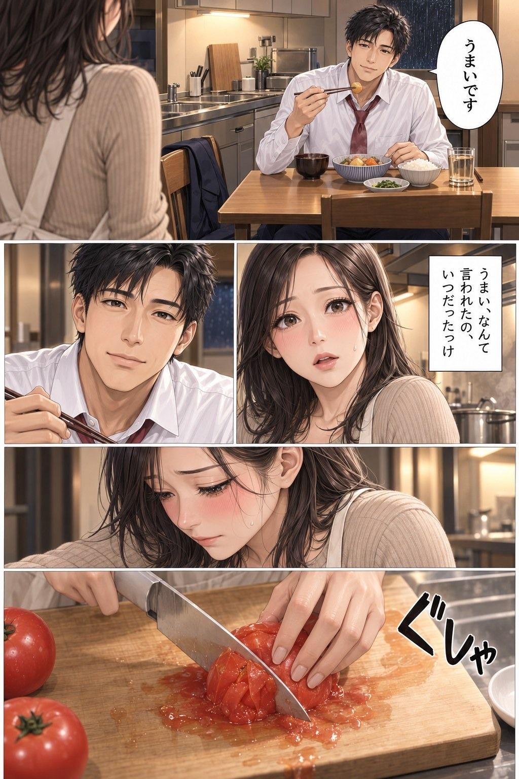 夫の後輩と留守の家 第1話 夫が出張中の台所で、38歳の妻が夫の後輩に抱きすくめられる 画像4