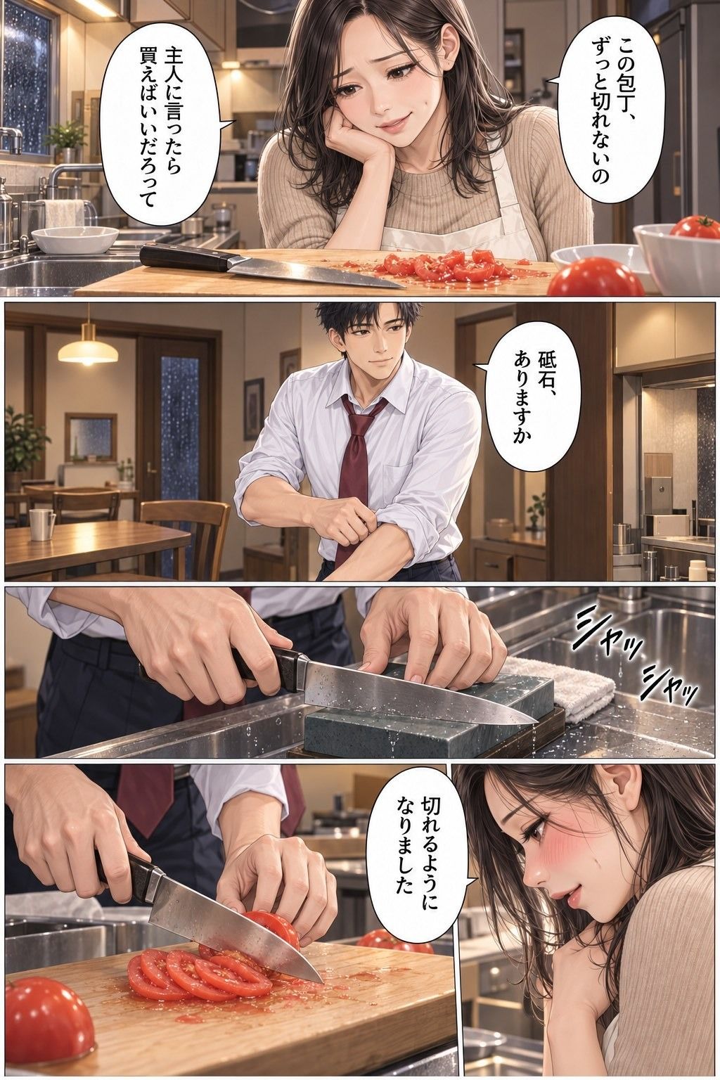 夫の後輩と留守の家 第1話 夫が出張中の台所で、38歳の妻が夫の後輩に抱きすくめられる 画像5