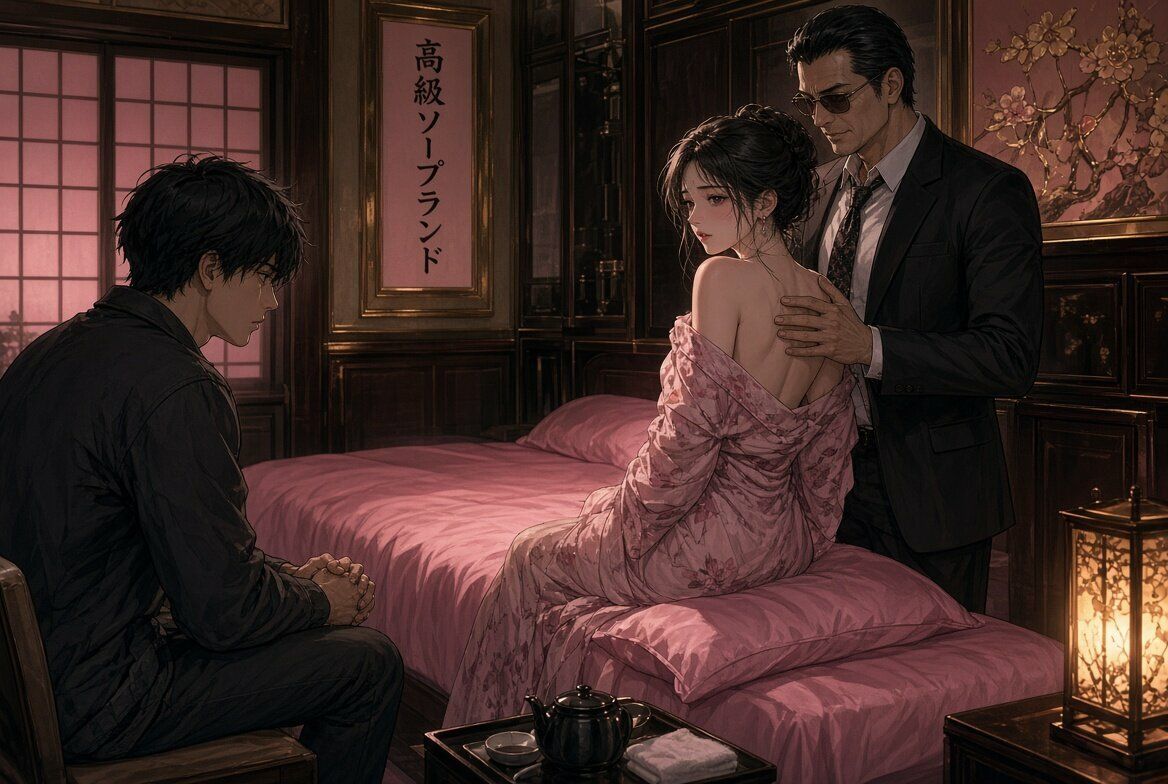 「カップルでソープランドに勤務中、VIP客から『彼氏さんも同席して』と言われ、同席したぼく」 サンプル2