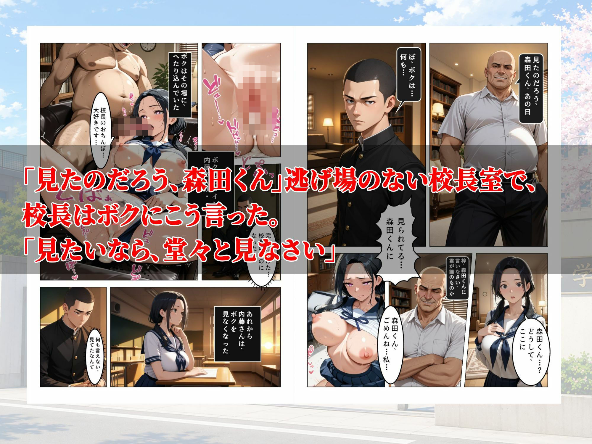 童貞のボクが大好きな優等生ヒロインを目の前で校長に弱みを握られNTRされた話〜内藤 梓編〜初めての告白〜 画像8