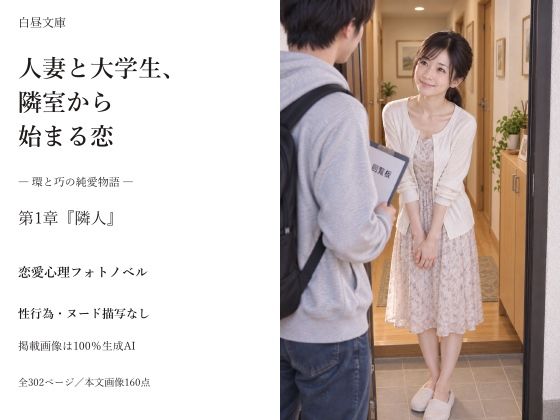 白昼文庫『人妻と大学生、隣室から始まる恋 ― 環と巧の純愛物語 ―』 第1章『隣人』の表紙