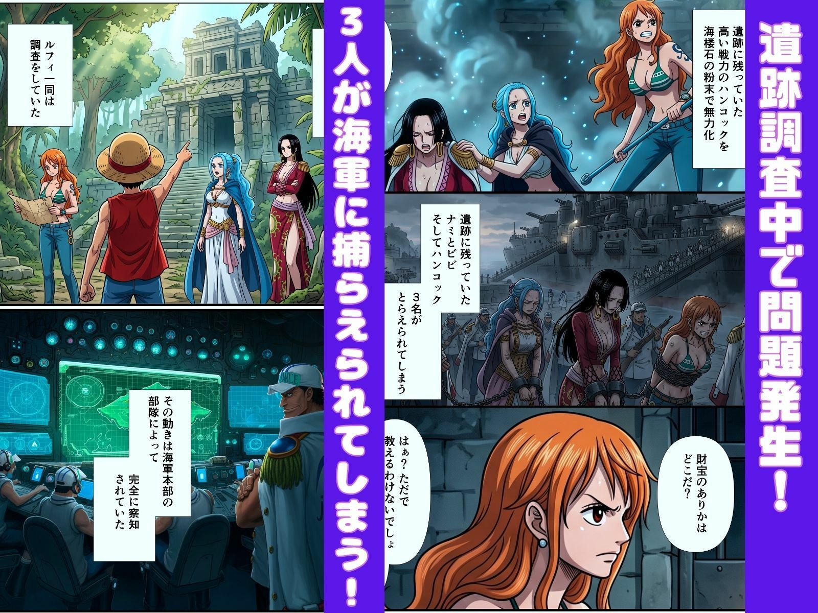 ワ◯ピース女海賊と仲間たちが海軍に捕まり調教セックス 画像2