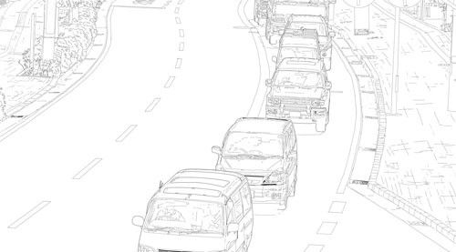 サンプル-素材背景街線画 - サンプル画像