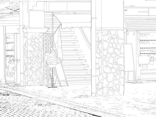 サンプル-素材背景街線画 - サンプル画像