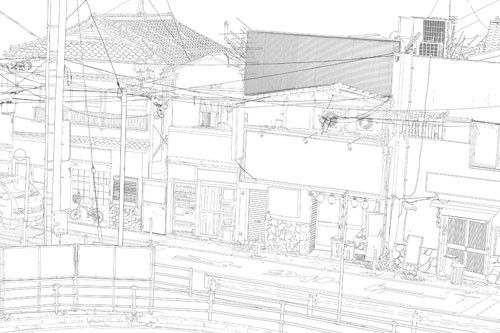 サンプル-素材背景街線画 - サンプル画像