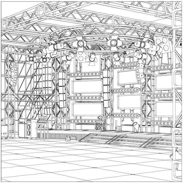 サンプル-comicstudioで使える 3D背景素材 屋外ステージ 01 - サンプル画像