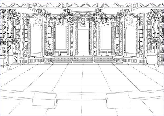 サンプル-comicstudioで使える 3D背景素材 屋外ステージ 02 - サンプル画像