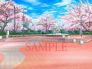 著作権フリー背景CG素材「桜のある公園」(キュキュキュのQのQ) - FANZA同人