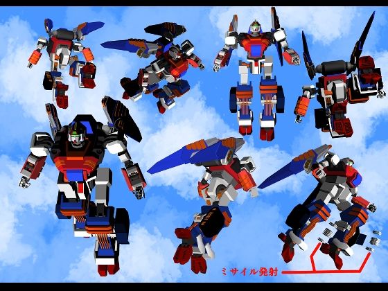 サンプル画像1:クリップスタジオ専用3D可動オブジェクトのロボット(神威獅鳳) [d_623566]