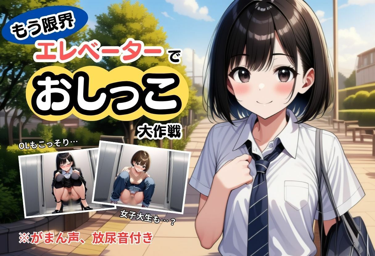 サンプル画像1:【もう限界】エレベーターでおしっこ大作戦！〜部活・飲み会帰りに野ションできずに、羞恥の室内放尿〜(マンタ太郎) [d_699982]