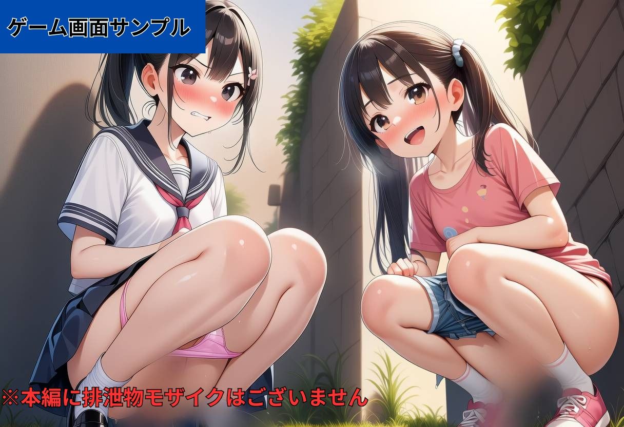 サンプル画像1:【おしがま】姉妹でおしっこ！〜野ション/お風呂/トイレで放尿するJK〜(マンタ太郎) [d_699994]