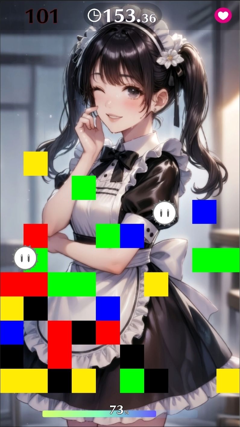 【Android APK ファイル版・着エロに特化！】もざ消し！ パート1 〜モザイク風ブロックをなぞって消す爽快パズルゲーム〜 画像2