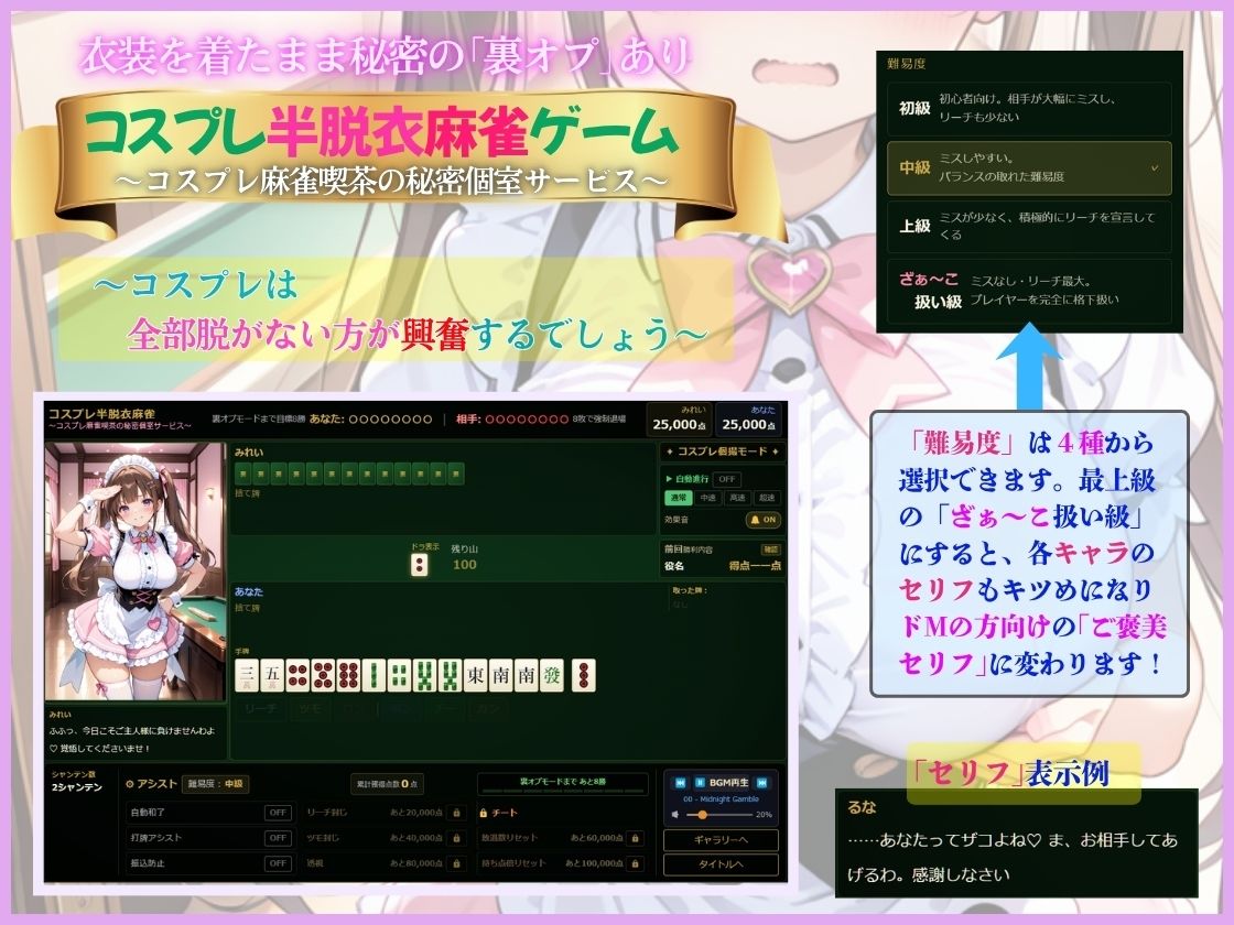 【麻雀ゲーム】コスプレ半脱衣麻雀ゲーム  〜コスプレは全部脱がない方が興奮するでしょう！〜 画像1