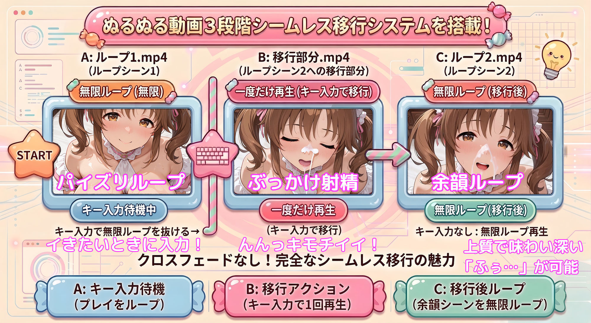 【動くパイズリぶっかけ】ぶっかけるヒトトキ 〜爆乳メイドにご奉仕パイズリしてもらい、好きなタイミングでぶっかけ顔射して、射精後の余韻シーンも60fpsぬるぬる動画で楽しめるミニゲーム〜 サンプル2