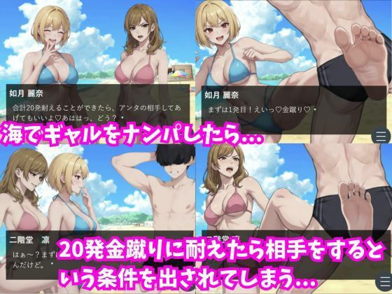 水着美女と金蹴り我慢ゲーム【M向けタップアクションノベル】 画像1