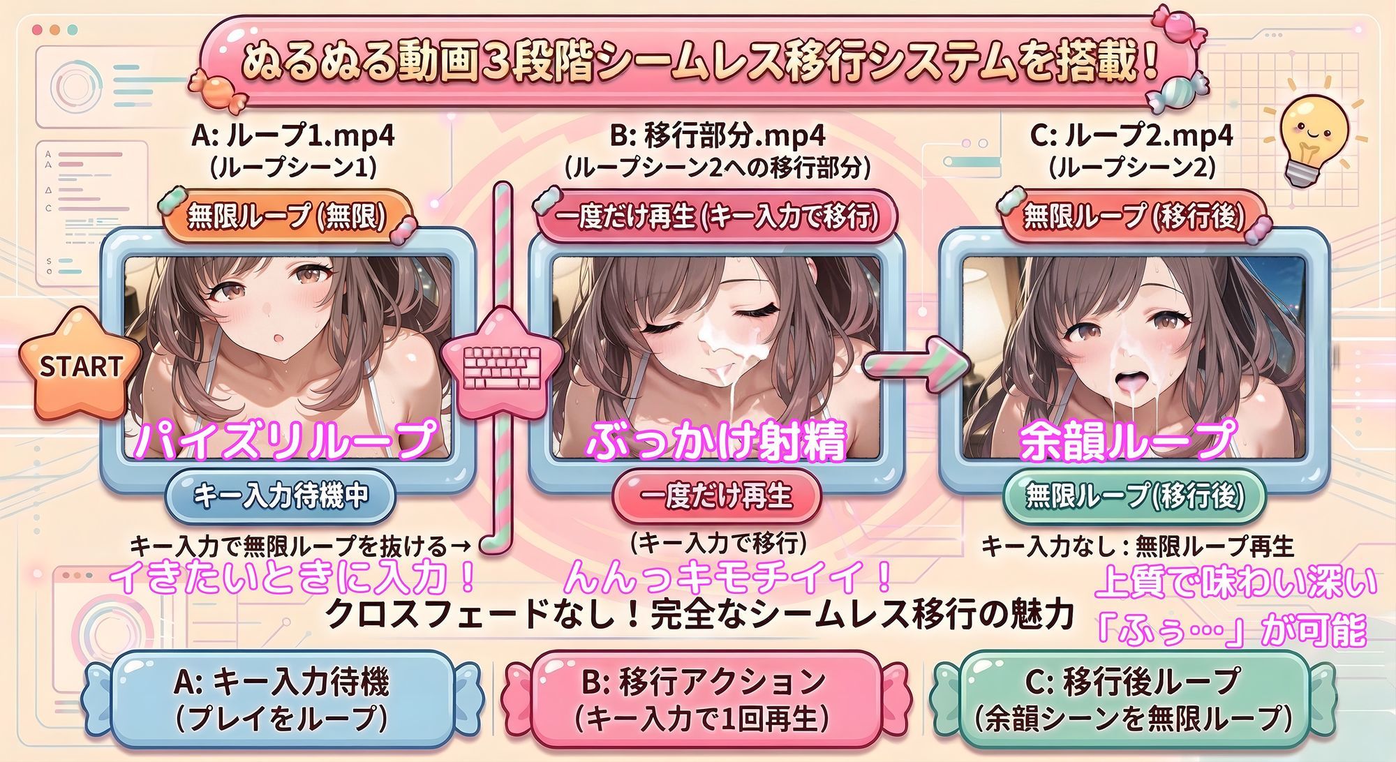 【動くパイズリぶっかけ】月の岡に降る恋の鐘 〜爆乳方言アイドルにパイズリしてもらい、好きなタイミングでぶっかけ顔射して、射精後の余韻シーンも60fpsぬるぬる動画で楽しめるミニゲーム〜 画像4