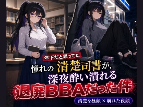 【スマホ対応】憧れの清楚司書が深夜酔い潰れる退廃BBAだった件