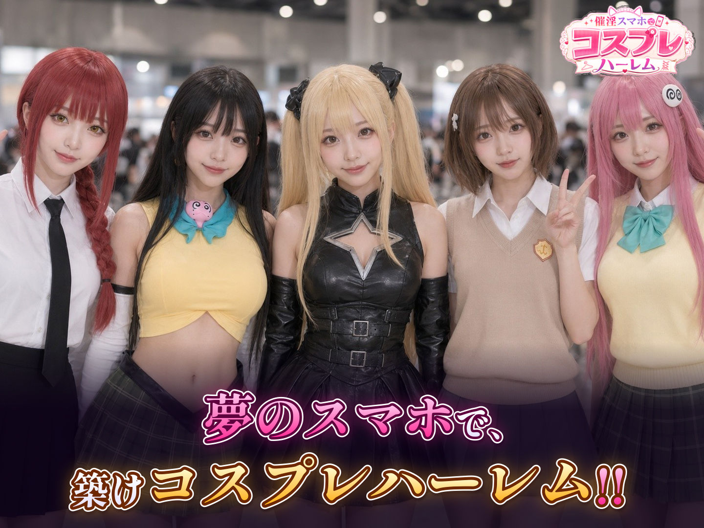 【スマホ対応】催淫スマホでコスプレハーレム サンプル画像