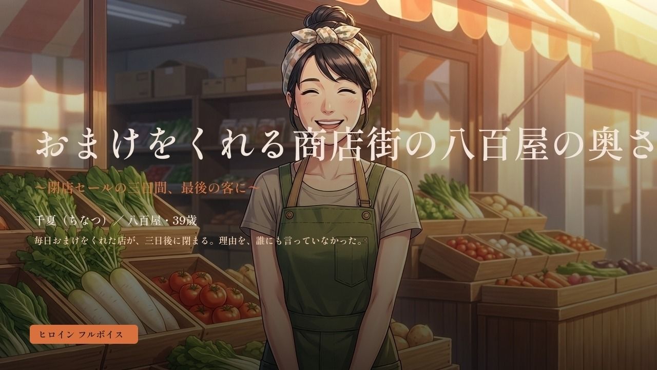 おまけをくれる商店街の八百屋の奥さん 〜閉店セールの三日間、最後の客に〜 画像1