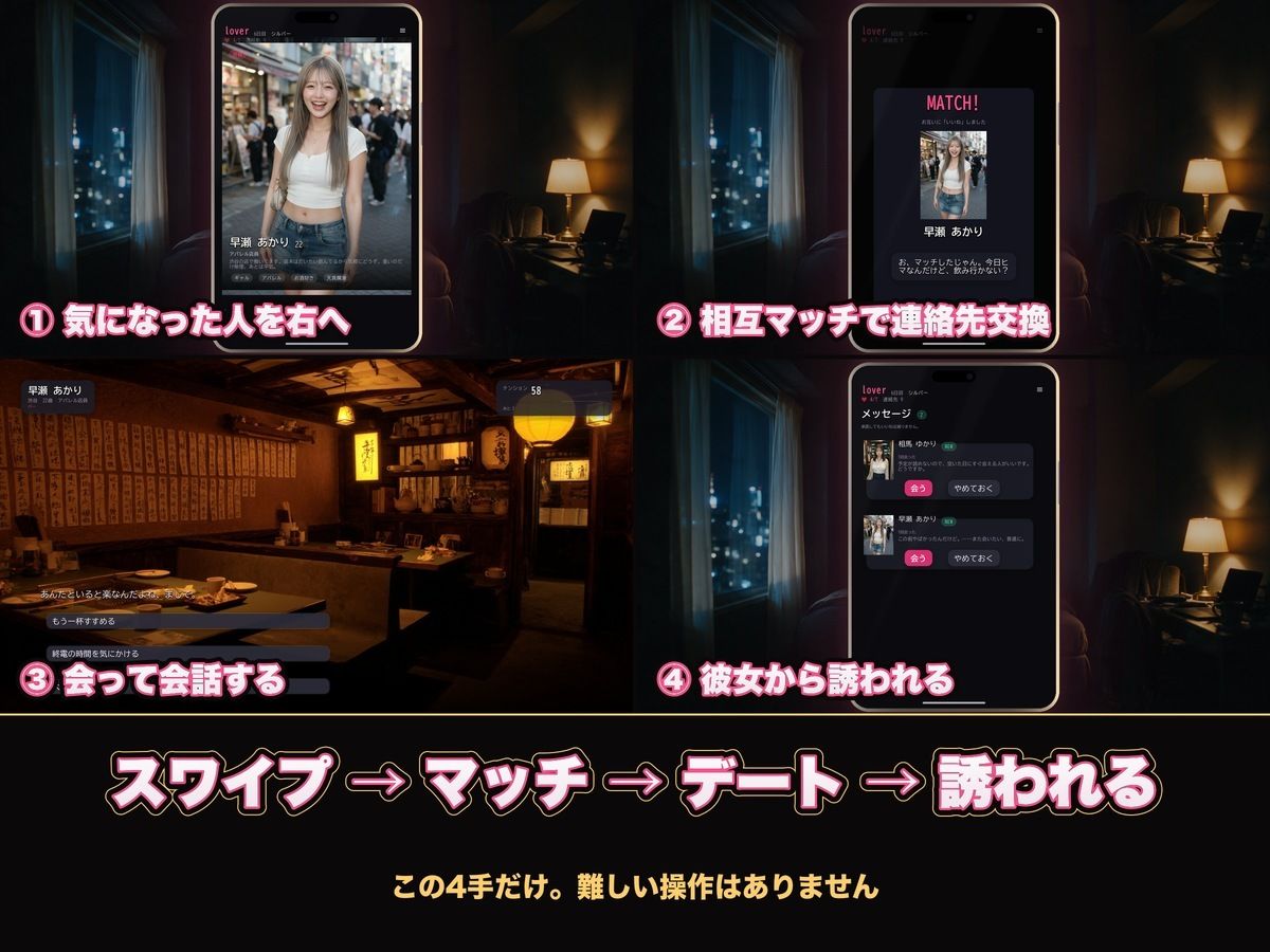 【実写系Hゲーム】ヤリモクしかいない出会い系アプリ 〜スワイプで即ハメ、素人娘20人全員とヤれる〜 画像3