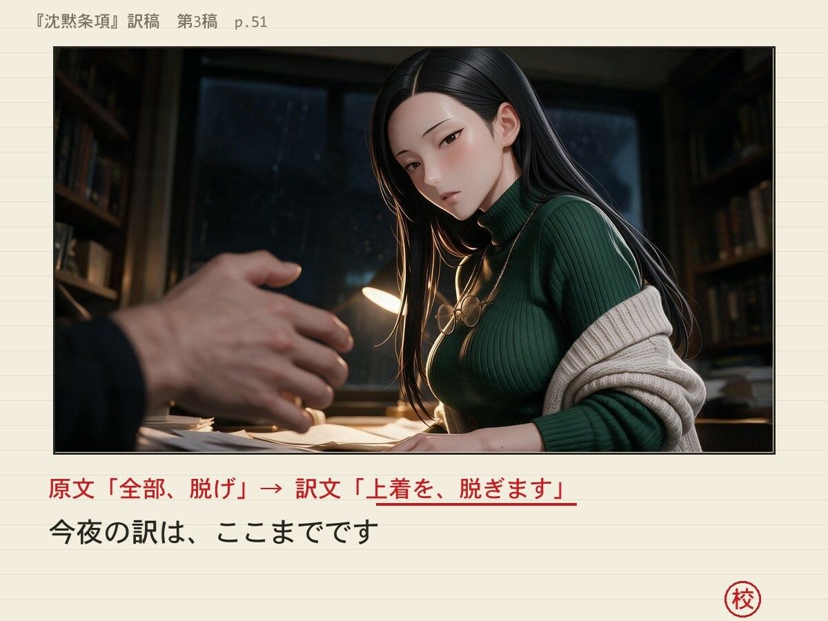 催淫アプリが効いたふりの黒髪巨乳翻訳家〜「……かかりました」と訳しながら、中出しまで許してくれる〜 画像3