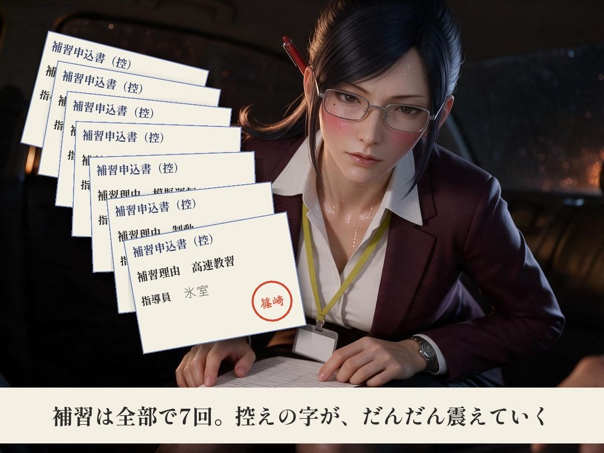 持ち点100点の寸止め夜間教習〜減点1回で手コキ1回、卒検の夜は眼鏡の女性指導員に生で中出し〜 画像6
