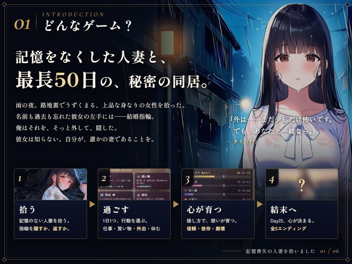 【多言語・スマホ完全対応】記憶喪失の人妻を拾いました サンプル画像 1