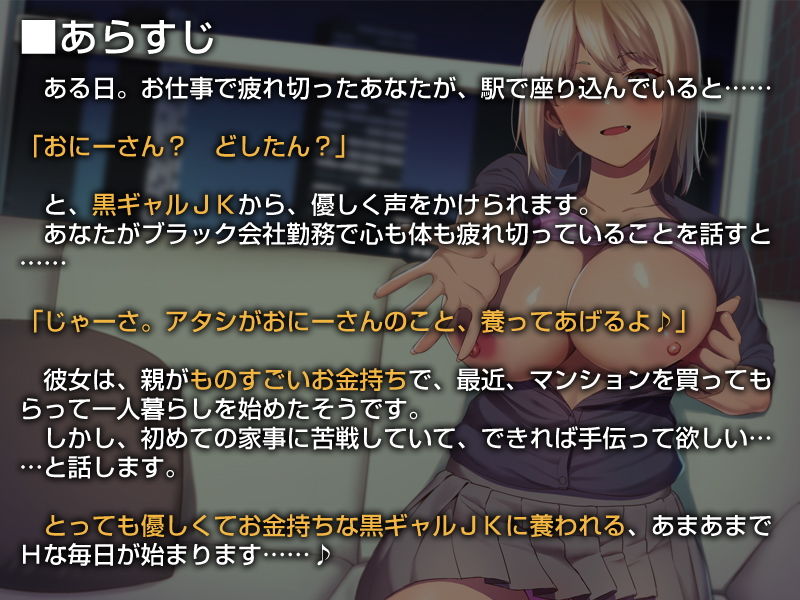 【養われ音声】あなたのことを養ってくれるお金持ちの黒ギャルJK【バイノーラル】(防鯖潤滑剤) - FANZA同人