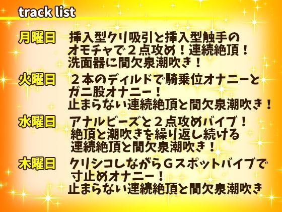 【はらぺこちゃん】1週間オナニー（完全版）連続絶頂と間欠泉潮吹きが止まらない！アナル、クリ、乳首攻め！立ったままガニ股おしっこ！【バイノーラル、実演音声、ASMR】(ぼっちえっちLAB) - FANZA同人