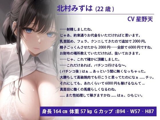 ダウナーGカップ看護師「フェラは1000円、セックスは6000円ね」ギャンブルしたいから抜いてくれる新人看護師の北村さん【中出し/巨乳/病院】