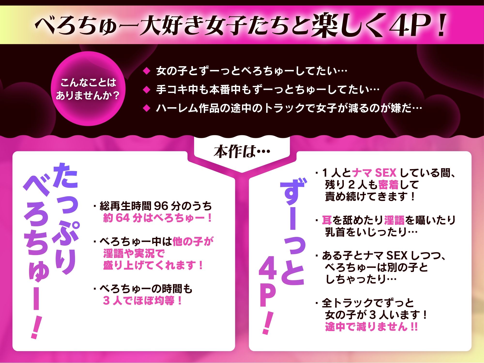 べろちゅー大好きJK3人と濃厚ドスケベ4P-逆ナンされてホテルに直行→好きな子を選んでべろちゅー4PナマハメSEX＆ナマ中出し-【キス特化】 画像2