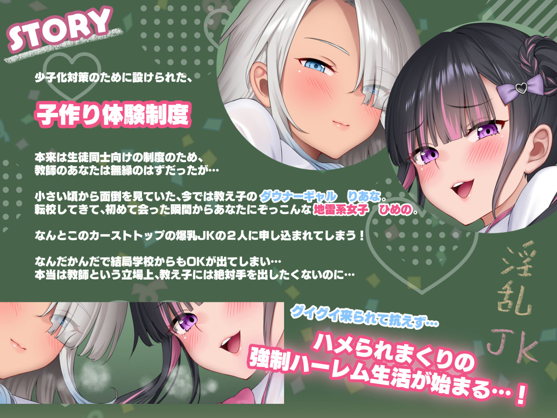 【3時間/Wオホ】国民の皆様!新法「子作り法案」が始まりました!〜強●ハーレム♪教え子のダウナーギャルとぐいぐい地雷系女子の媚び媚び奪い合いえっち〜 画像1