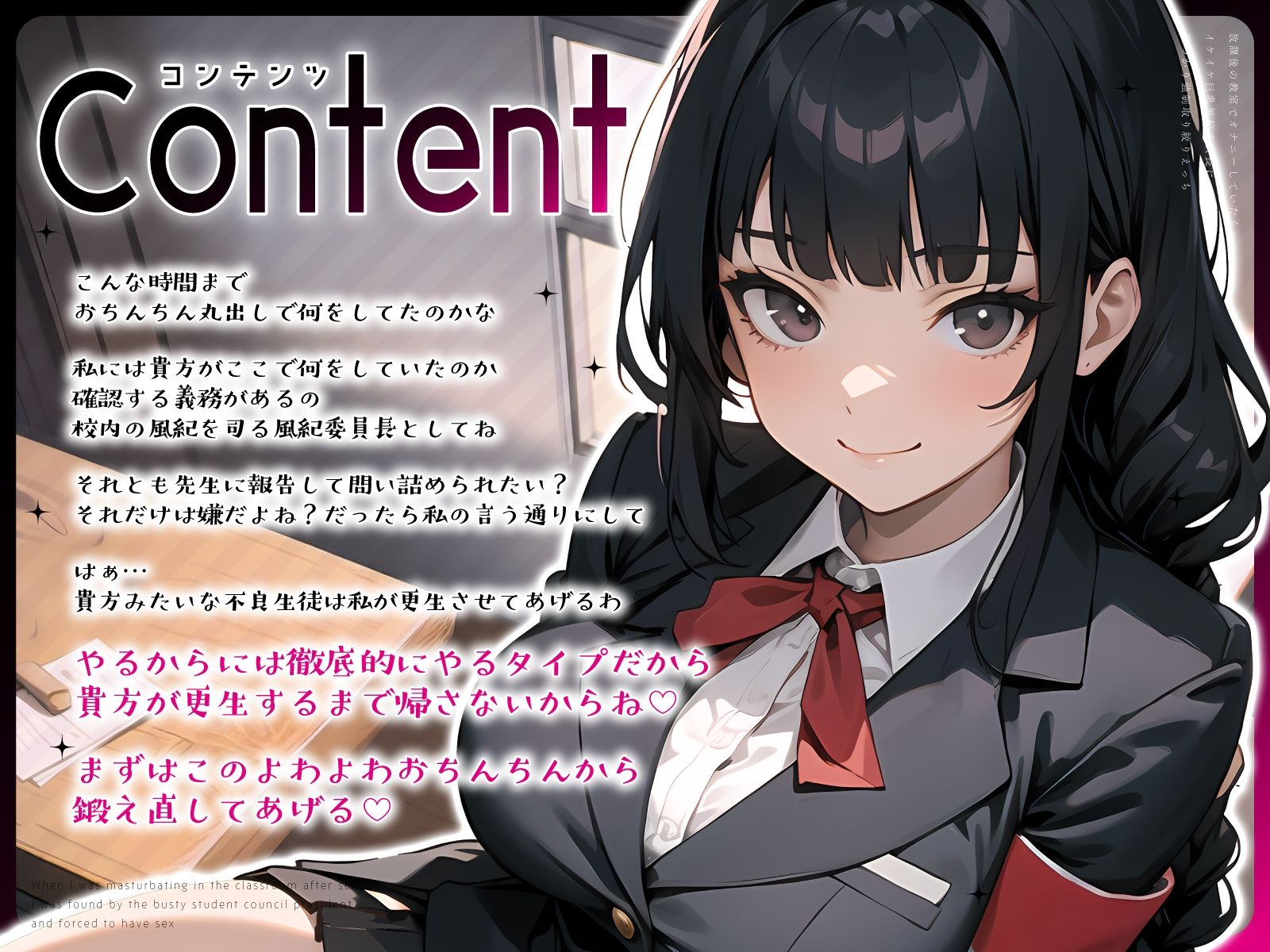 サンプル画像3:放課後の教室でオナニーしていたら…イケイケ巨乳風紀委員長に見つかり強●取り絞りえっち(ちゃんとぴ発電所) [d_560683]