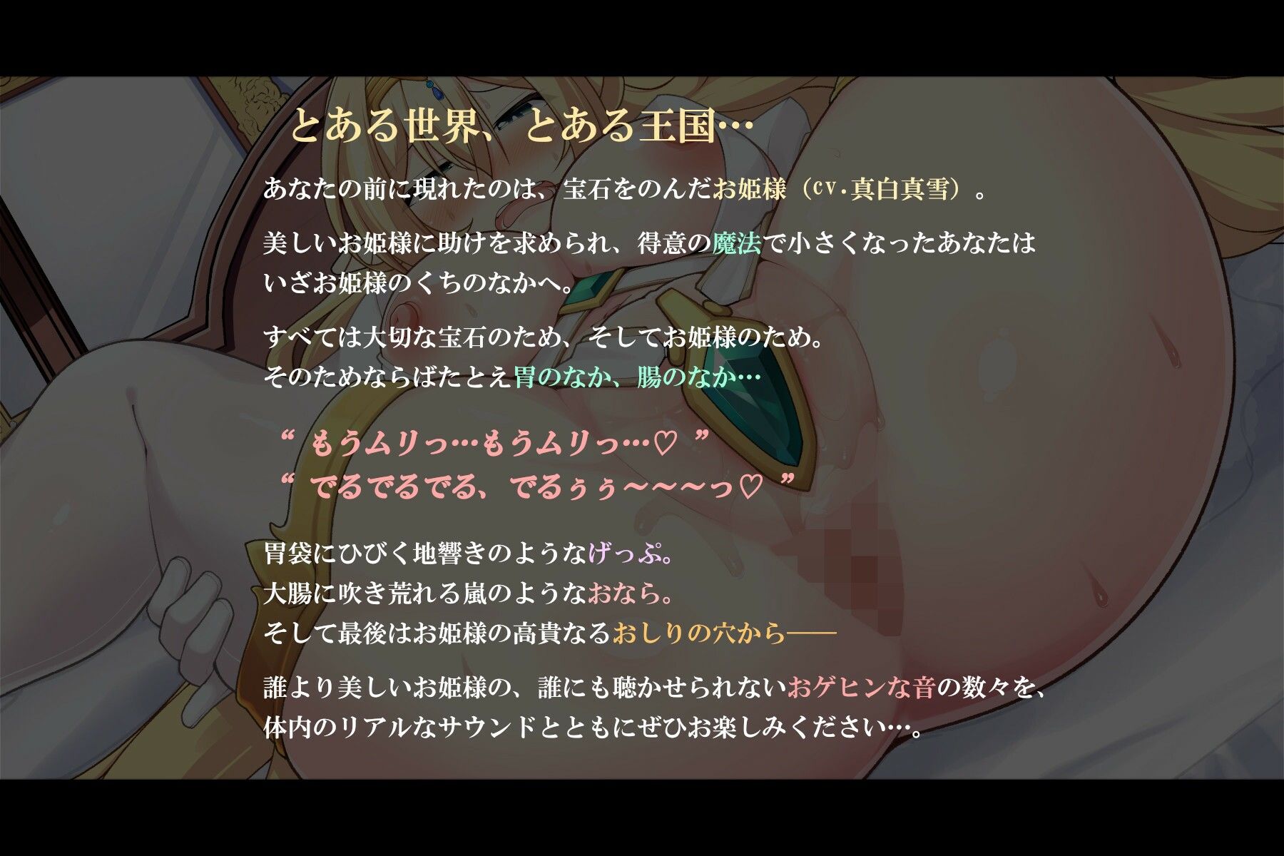 サンプル画像1:【げっぷ・排泄・体内探索】宝石をのんだお姫様のたとえ胃のなか腸のなか…(乃村軒) [d_563116]