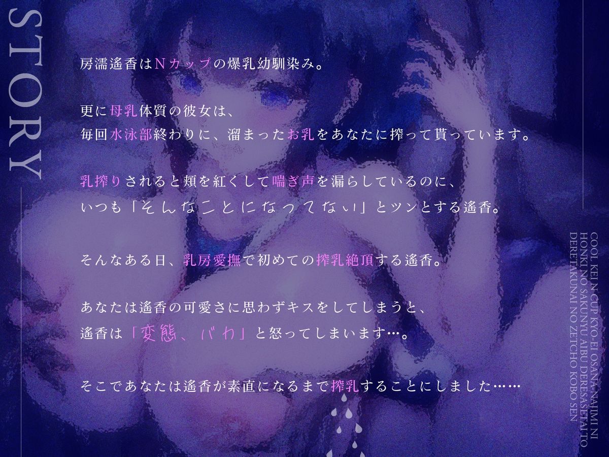 サンプル画像1:クール系Nカップ競泳幼なじみに本気の搾乳愛撫！’デレさせたい’と’デレたくない’の絶頂攻防戦！（KU100マイク収録作品）(一番乳搾り) [d_566540]