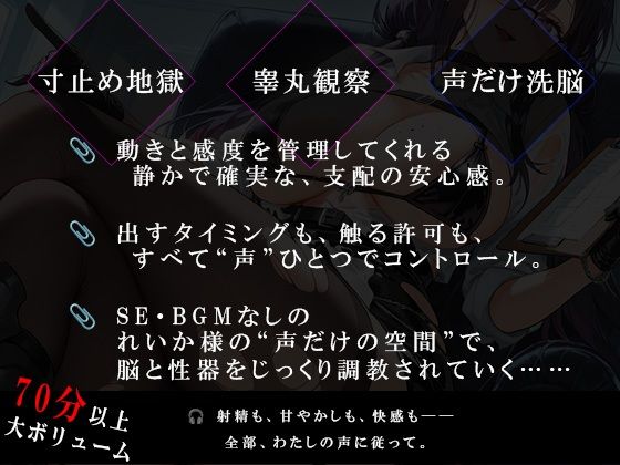 サンプル画像6:【SE無し】れいか様の声だけで寸止め地獄。10日間、射精禁止(倒錯に堕ちる。) [d_576520]