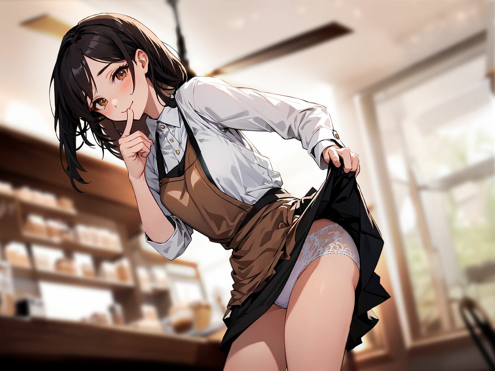 清楚系カフェ店員は憧れの僕にだけ閉店後の裏メニュー誘惑♪制服姿でスキスキ生お◯んこ濃厚サービス 画像4