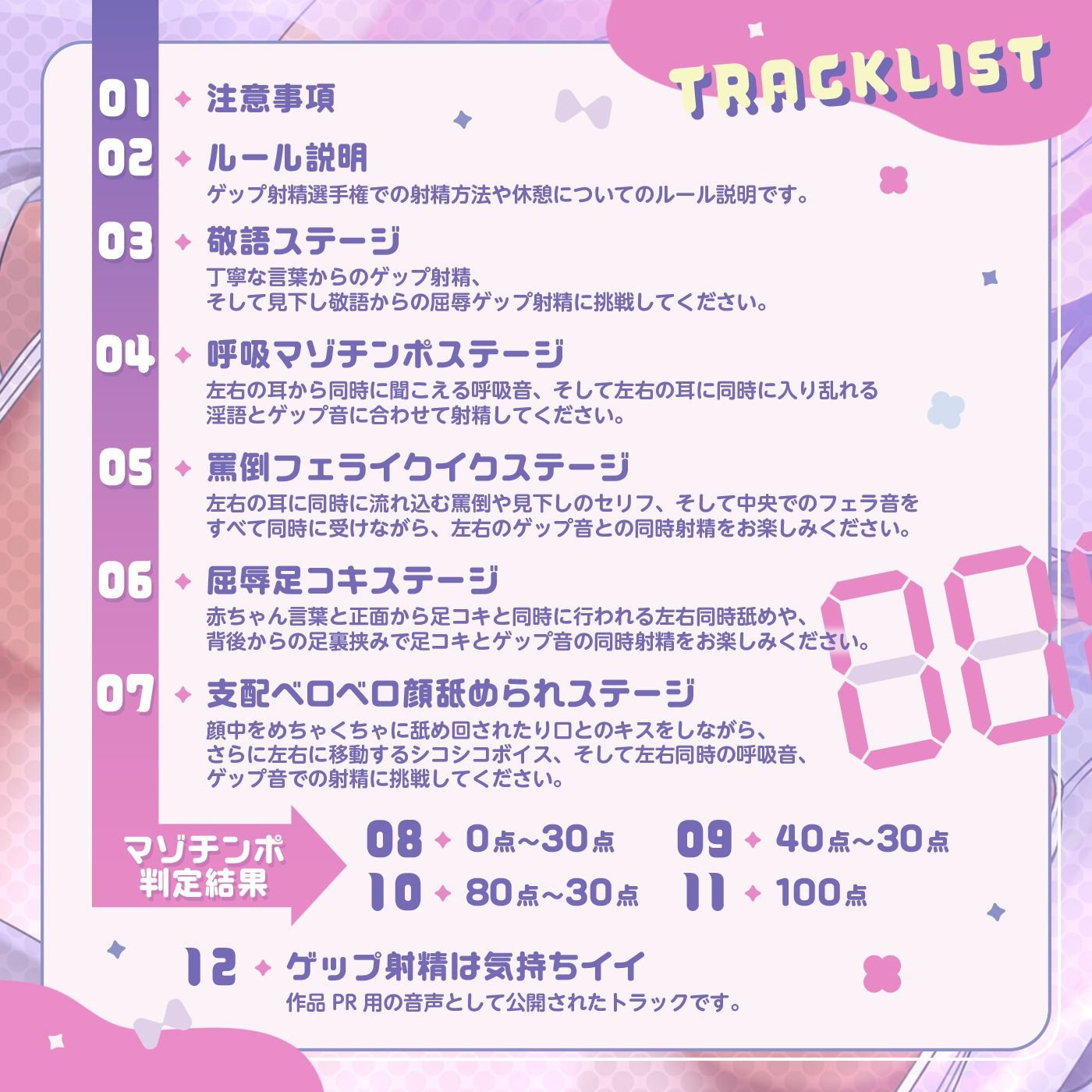 サンプル画像5:【脳イキ射精】ゲップ射精選手権【左右同時ゲップ（はーと）移動式シコシコボイス（はーと）マゾチンポ判定】(072LABO) [d_592360]