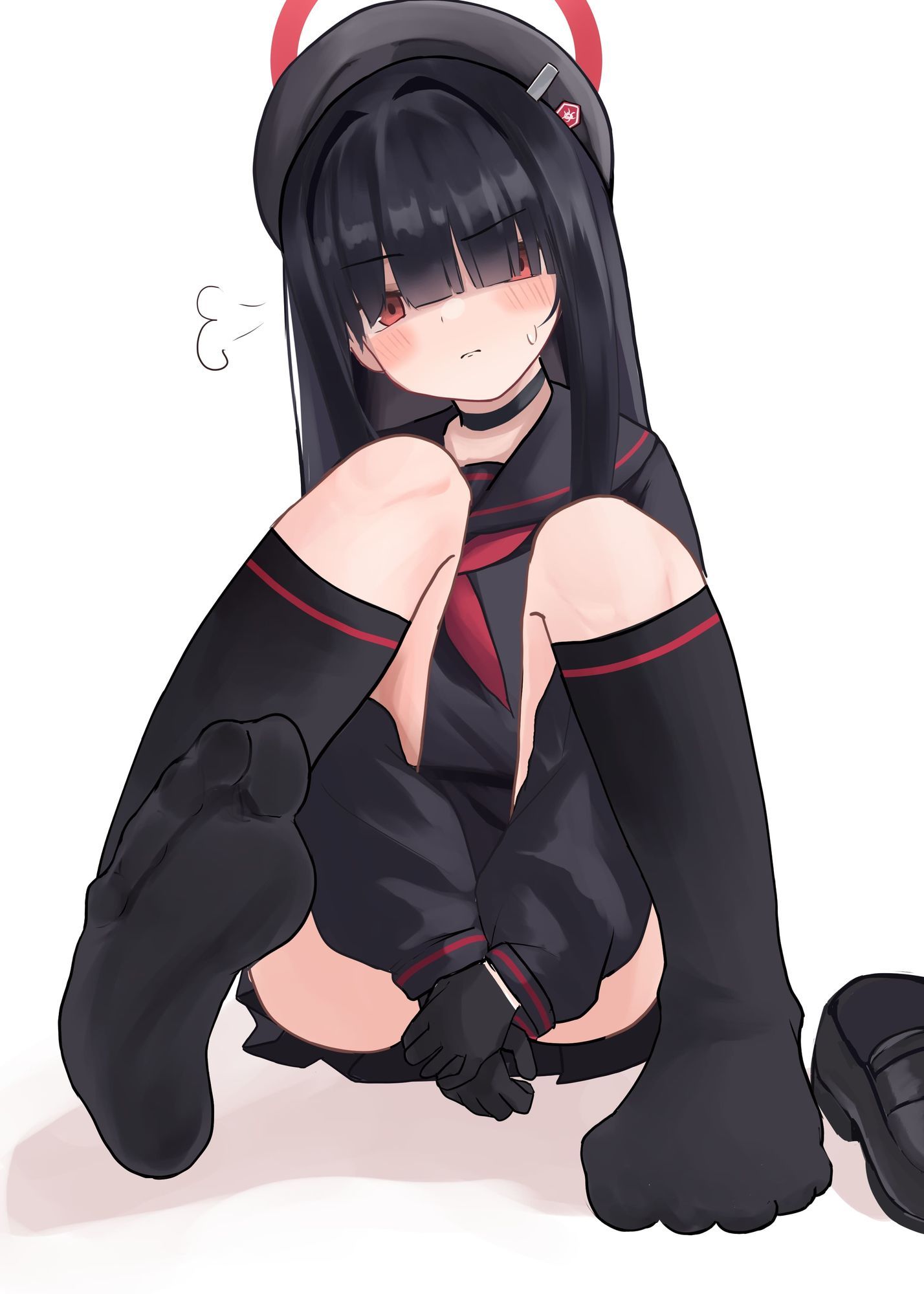 【ブル〇カ】正実モブの体操服・靴下・ローファーの匂いと黒ソックス足コキ 画像1