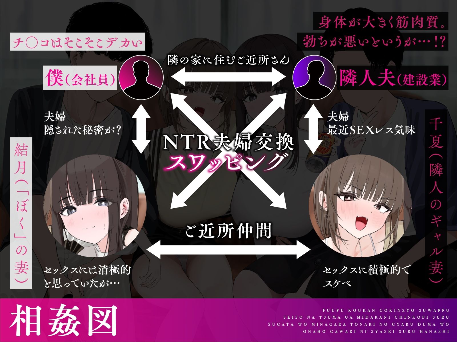 【夫婦交換ご近所スワップ】清楚な妻が淫らにチン媚びする姿を見ながら隣のギャル妻をオナホ代わりに射精するお話。 画像3