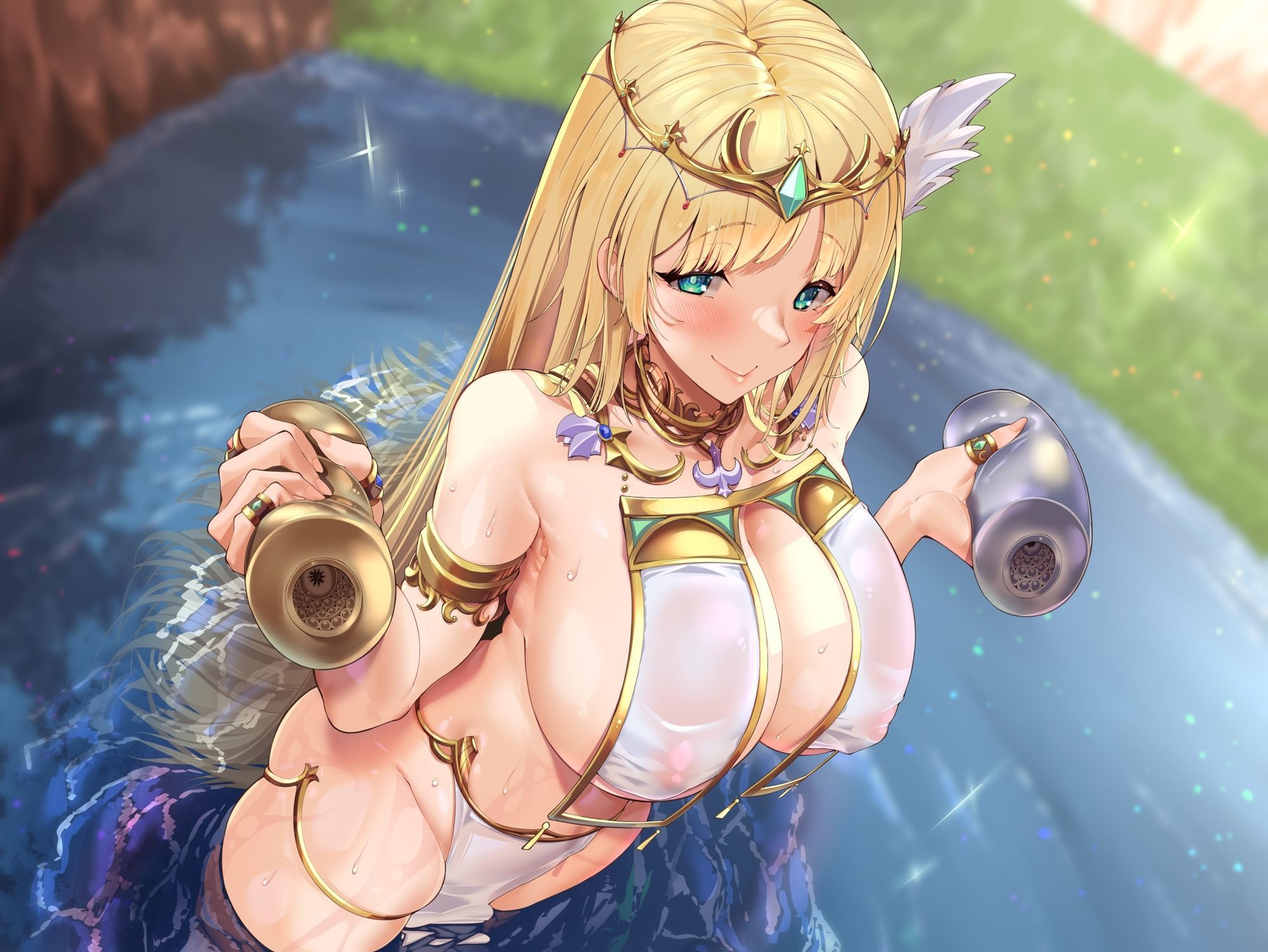 サンプル画像2:お池のオナホ女神様 〜オナホを池に落としたら女神様が出てきて正直者の俺にご褒美くれた話〜(ありがた屋) [d_597451]