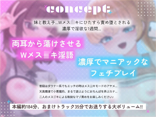 サンプル画像1:【本編約3時間・おまけ35分】どえっちWメ○○キのマゾお仕置き性週間！約束をうっかり忘れていたら執拗な淫語とフェチプレイでドマゾだと分からされました(メスガキぬまぬま) [d_600359]