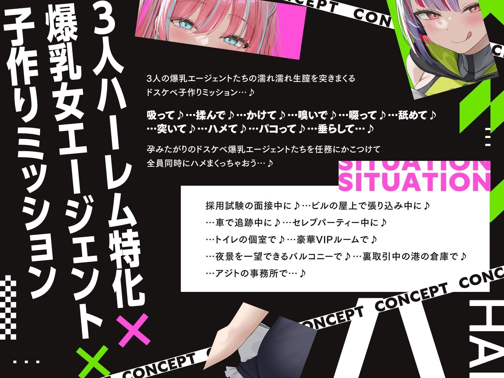 サンプル画像5:【5時間×3人ハーレム×なんでも屋】〜ハメ屋！〜新米エージェントのボクと…ドスケベ爆乳女ボス＆ハッカー＆メイド×3による…秘密の子作りハメミッション♪(マヨタマ) [d_603475]