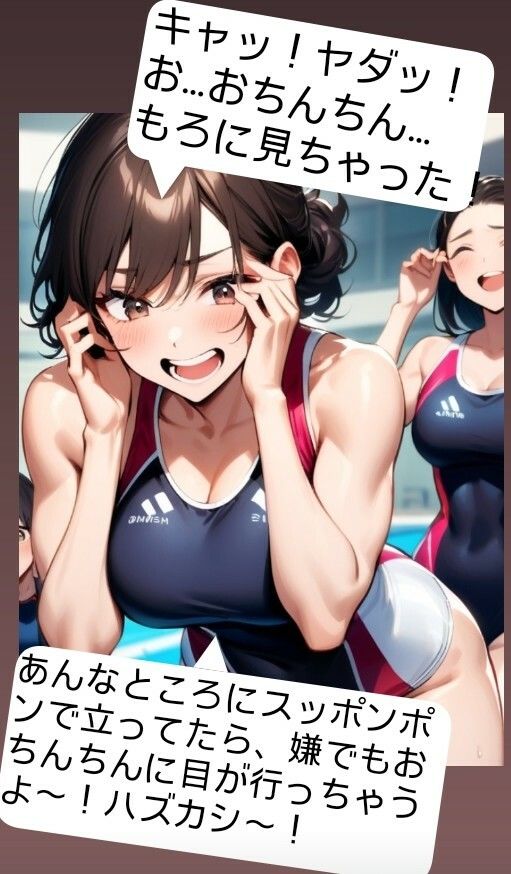 女子水泳部員たちの前で全裸にされて小され包茎チンポを付き出して「小便○僧」のポーズをさせられる屈辱 恥ずかしい短小包茎いじめ 女子水泳部編 M男向けCFNMボイス 画像4