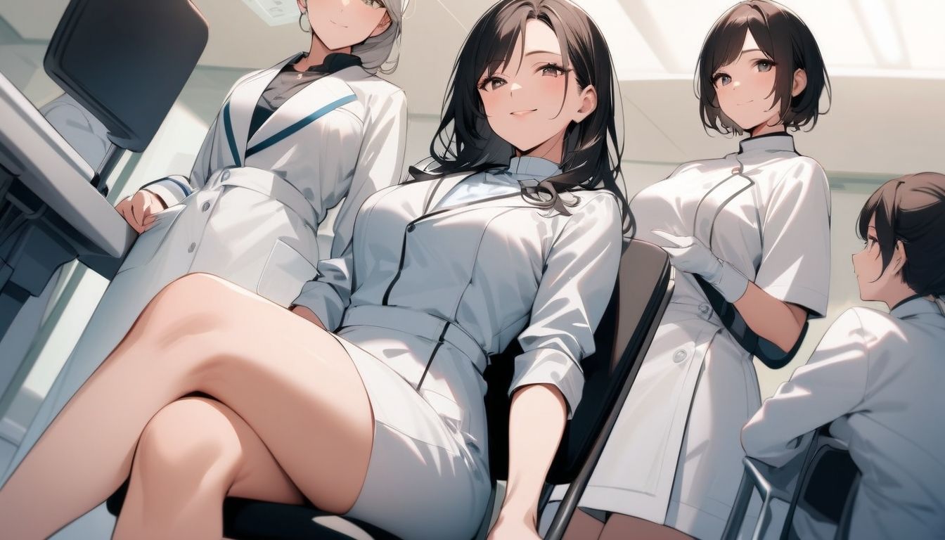 サンプル画像1:クールな美人女医が短小包茎のお子様チンポを優しく言葉責め…！大勢の女性が見ているのに惨めに射精…！ M男向けCFNMボイス作品  恥ずかしい短小包茎診察  美人女医＆ナース編後編(CFNM女学園) [d_618327]