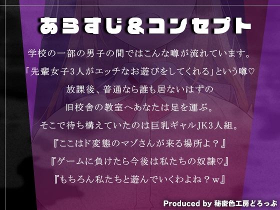 サンプル画像2:ギャルJK3人組による乳首責めとマゾワードシコシコゲーム【オナサポゲーム】(秘密色工房どろっぷ) [d_618709]