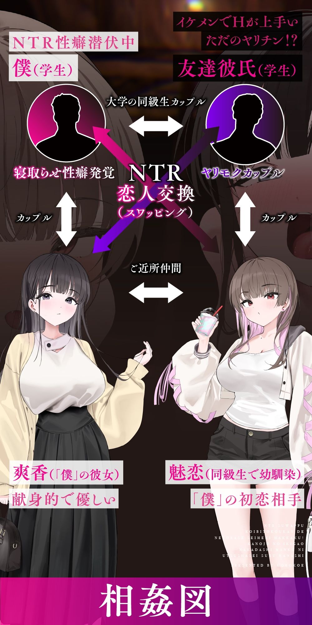 サンプル画像3:【NTRスワップ】恋人交換で寝取らせ性癖発覚！彼女のイキ顔中出しマ○コに鬱射精するお話(コロコエ) [d_624568]