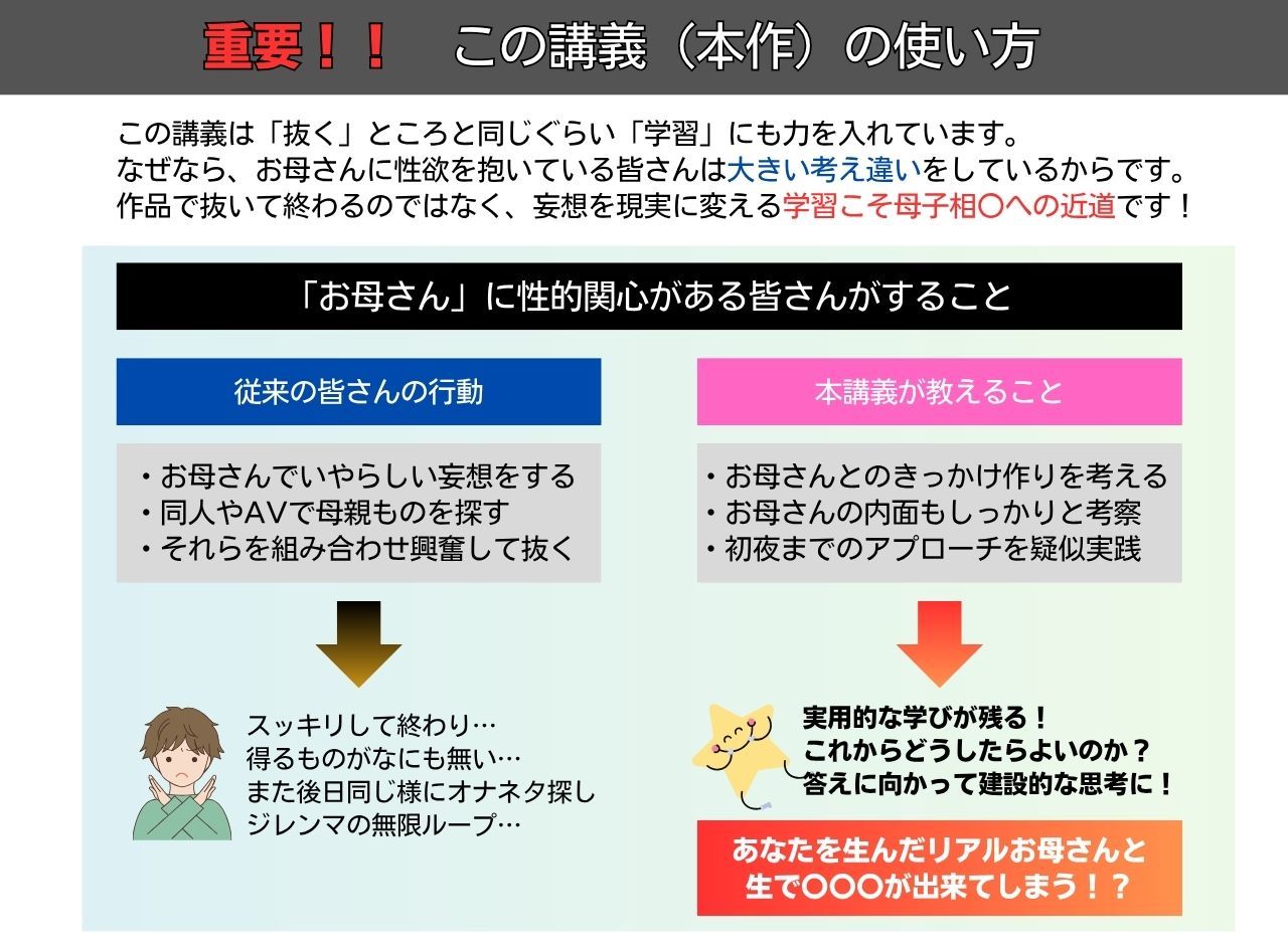 サンプル画像3:夏休みの秘密講義 あなたとお母さんが恋人になる方法〜身近なお母さんを堕として熱い夏は濃厚生交尾♪〜(MILF BOOKS) [d_626559]