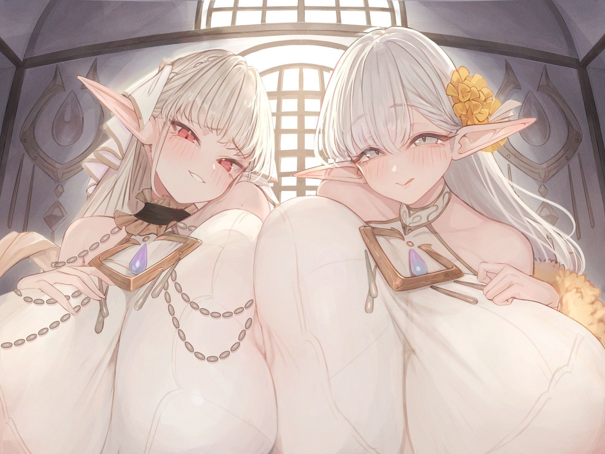 サンプル画像1:【全肯定×愛玩奉仕】上位種爆乳エルフ聖女様の甘マゾ射精セラピー(くらげランプ) [d_637630]