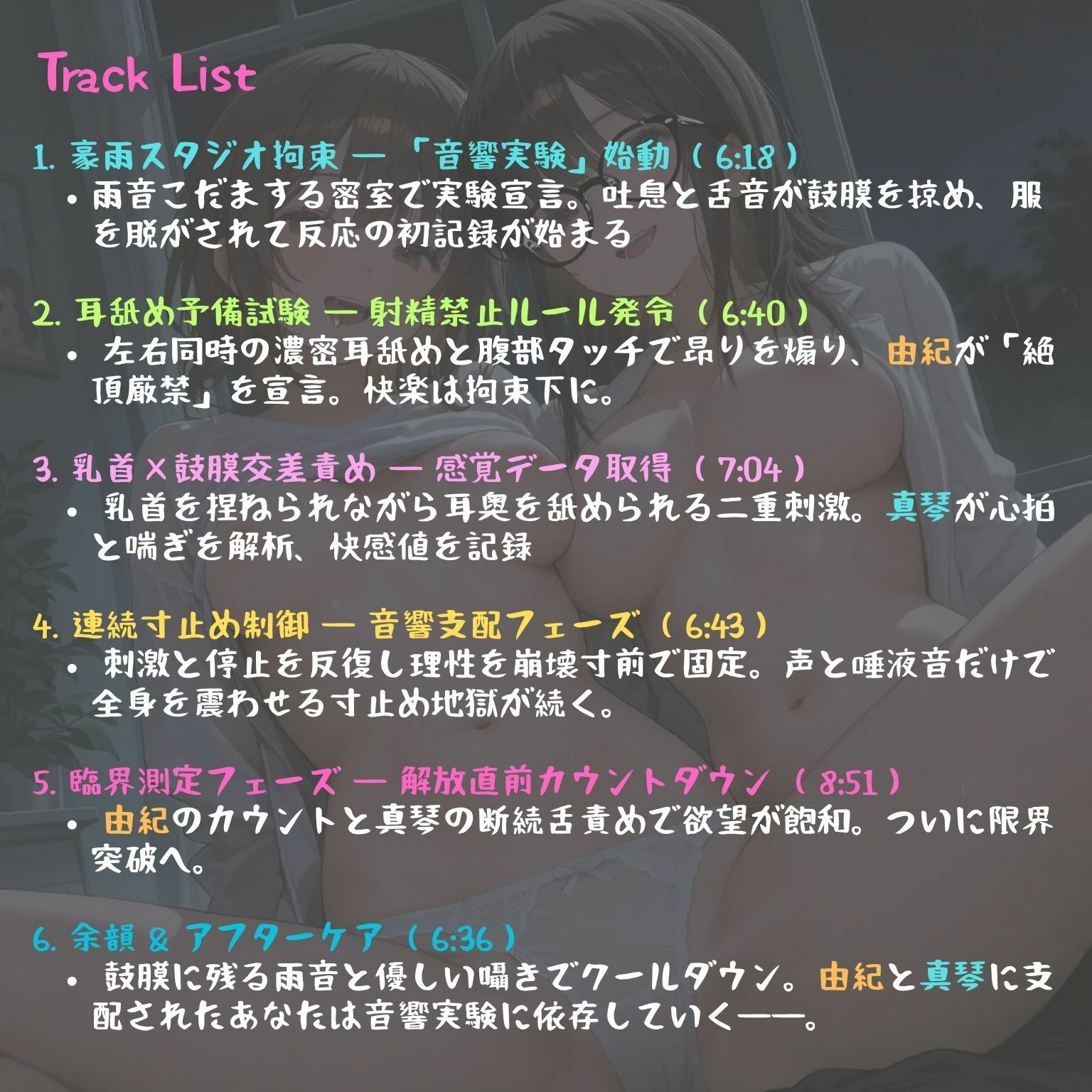 サンプル画像4:【寸止め注意♪】音響研究同好会の先輩2人からの限界射精管理で、イきたいのにイけない快楽実験開始★(とろみみ庵) [d_640308]
